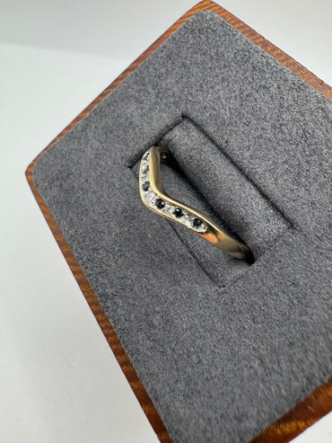 9ct gold sapphire and diamond wishbone ring