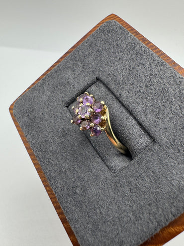9ct gold amethyst cluster ring