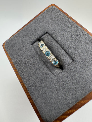 9ct gold blue topaz and diamond ring