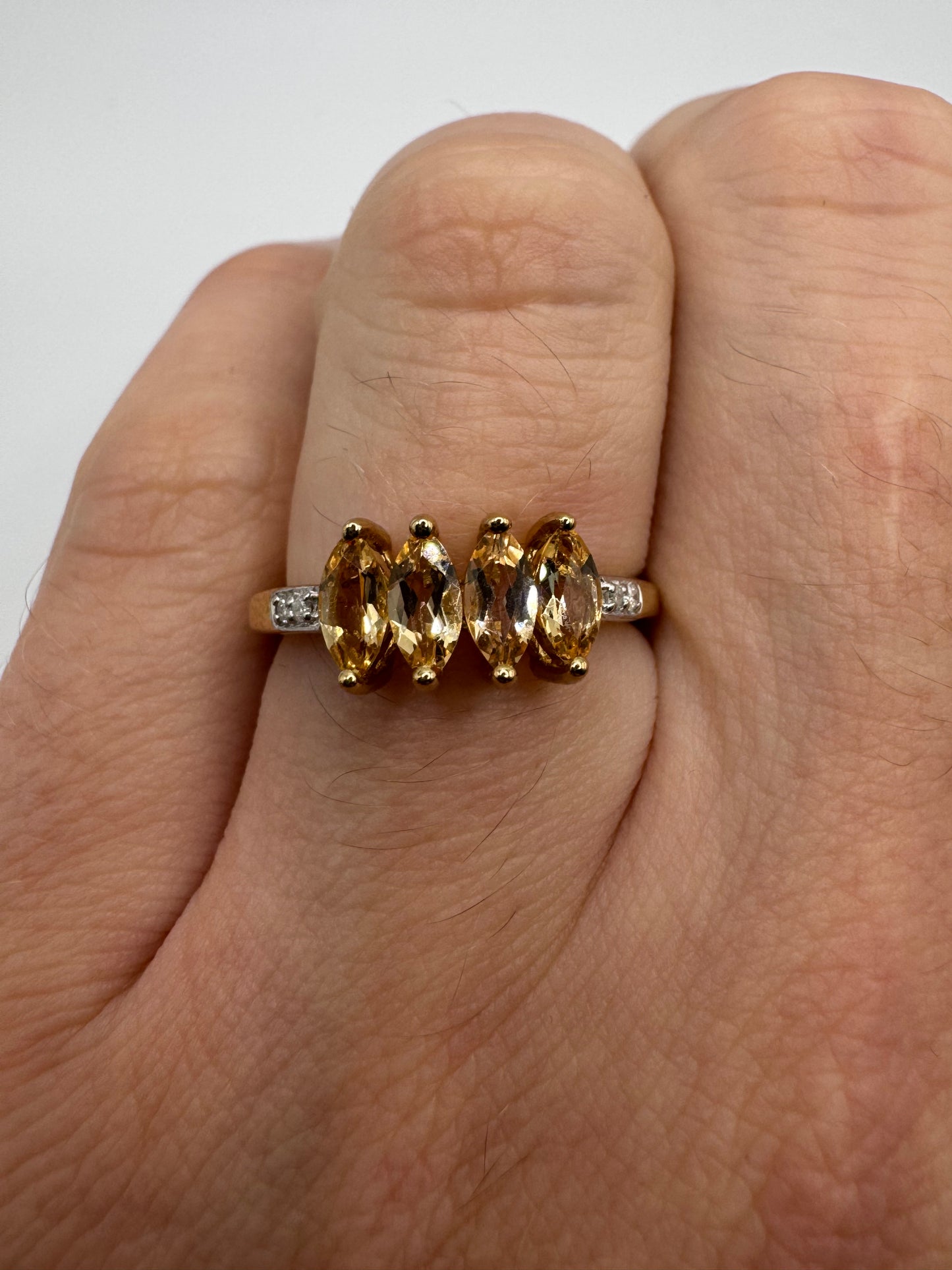 9ct gold citrine and diamond ring