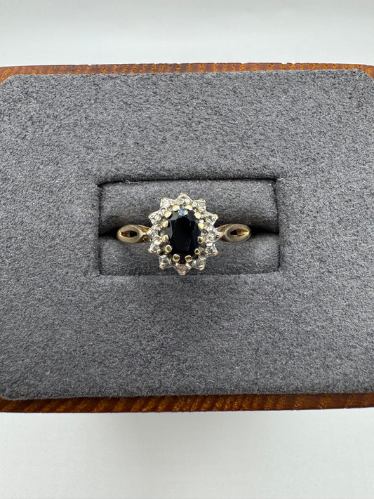 9ct gold sapphire and diamond ring