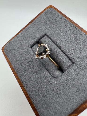 9ct gold Smokey quartz and diamond ring