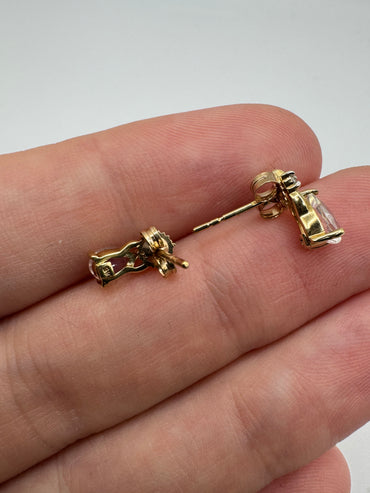 9ct gold rainbow moonstone and diamond earrings