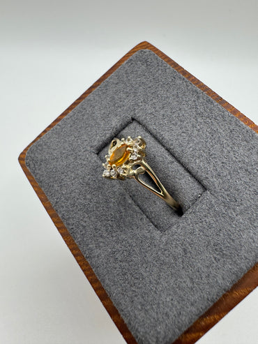 9ct gold citrine and zircon ring