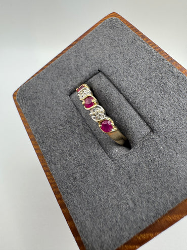 9ct gold ruby and diamond ring