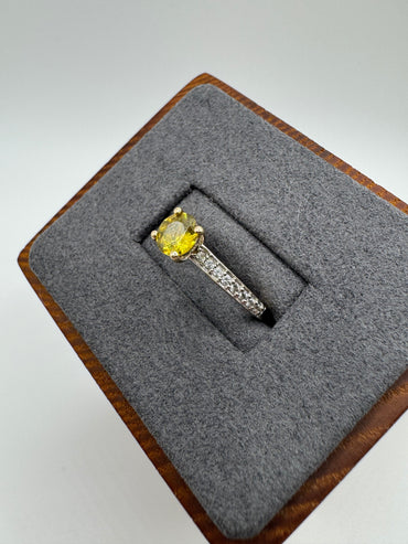 9ct gold sphene and zircon ring