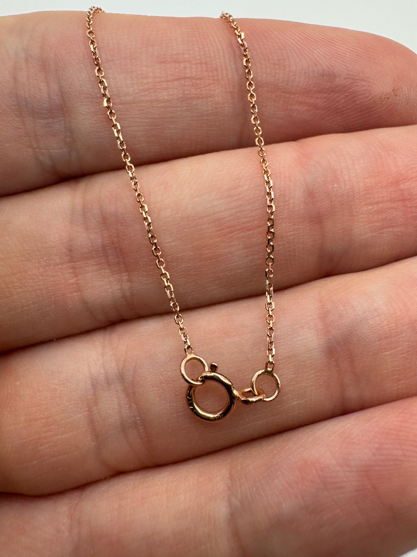9ct rose gold morganite and zircon necklace (16”)