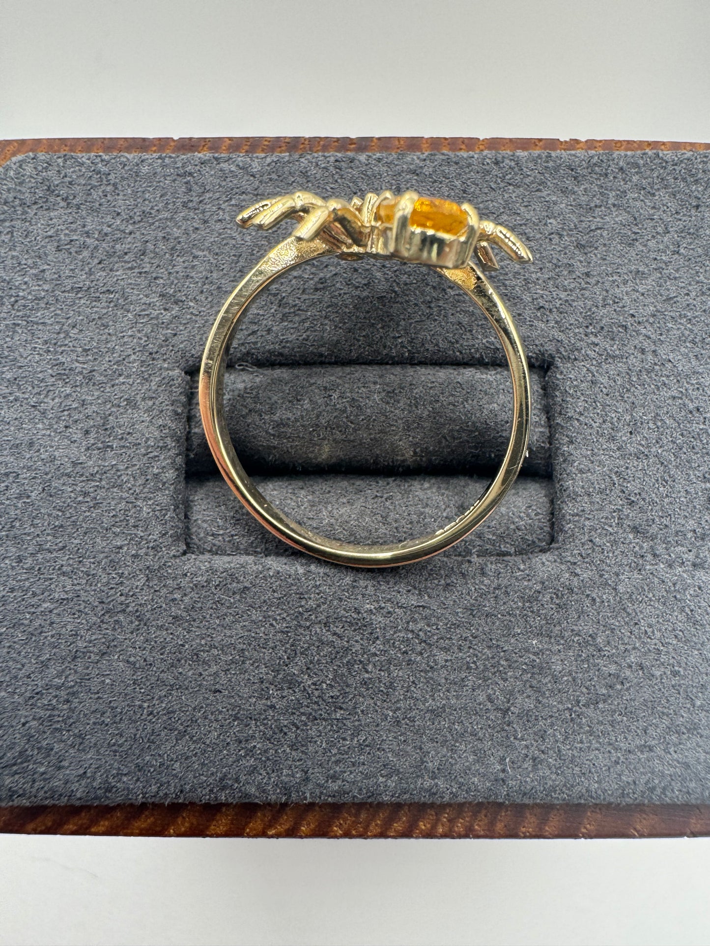 9ct gold citrine and diamond spider ring