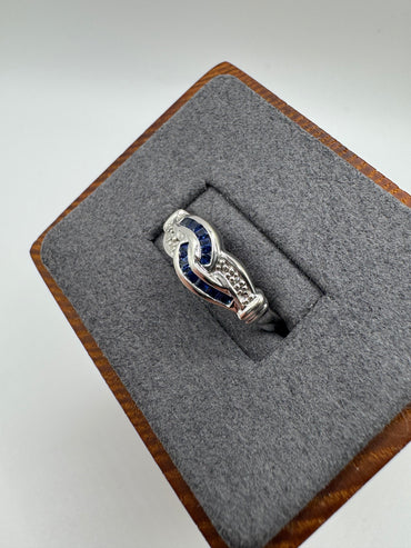 9ct white gold sapphire and diamond ring