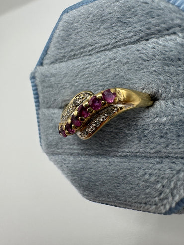9ct gold ruby and diamond ring