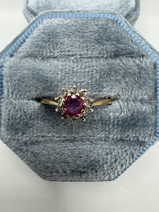 9ct gold pink topaz and diamond ring