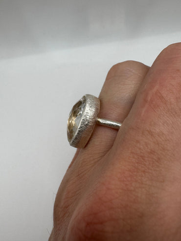 Silver gemstone ring