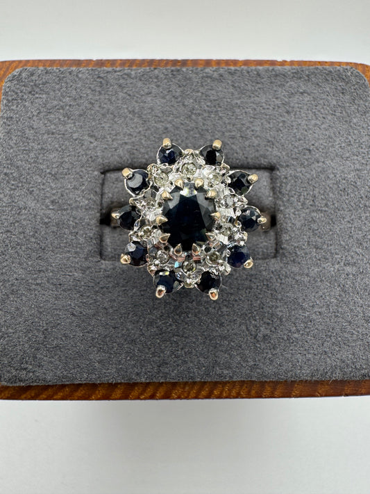 9ct gold sapphire and diamond ring
