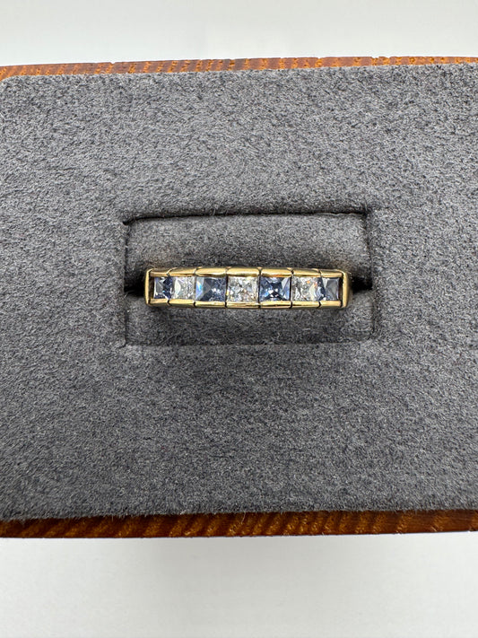 9ct gold tanzanite and zircon ring