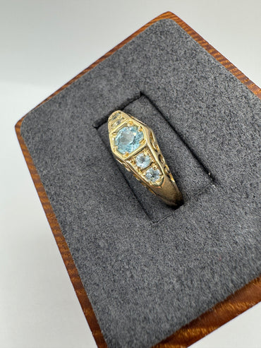 9ct gold blue topaz gypsy ring