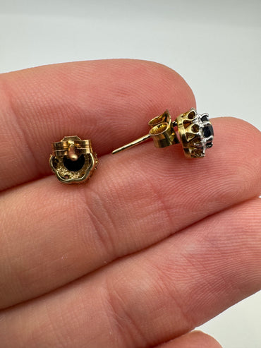 9ct gold sapphire and diamond earrings