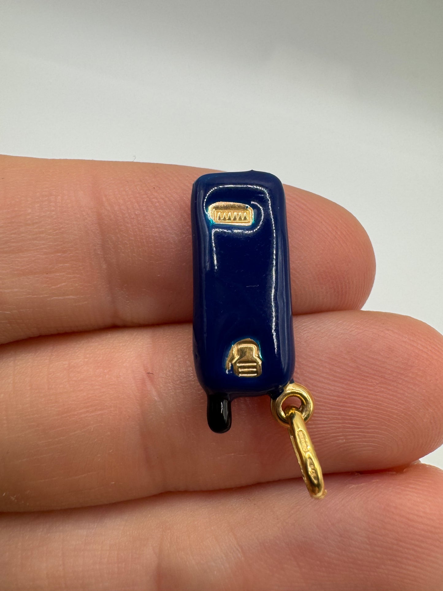 9ct gold enamelled mobile phone charm