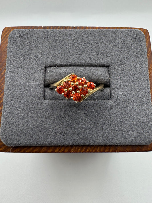 9ct gold fire opal cluster ring