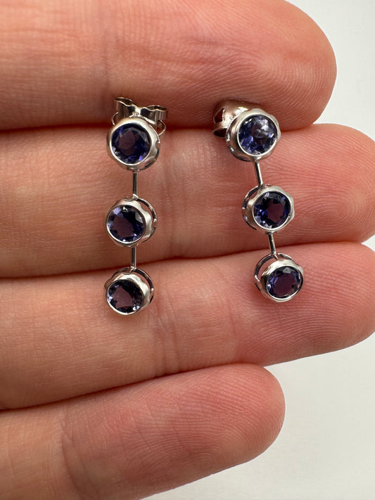 9ct white gold tanzanite earrings