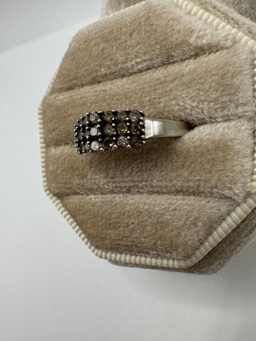 9ct white gold cognac diamond cluster ring