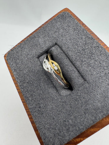 9ct two-tone gold cz ring
