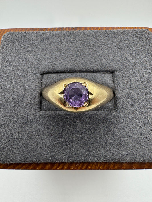9ct gold amethyst gypsy ring