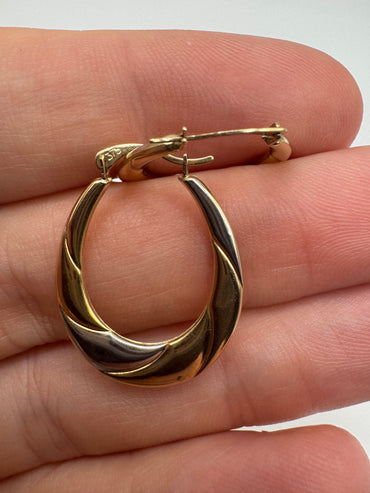 9ct two-tone gold creole earrings