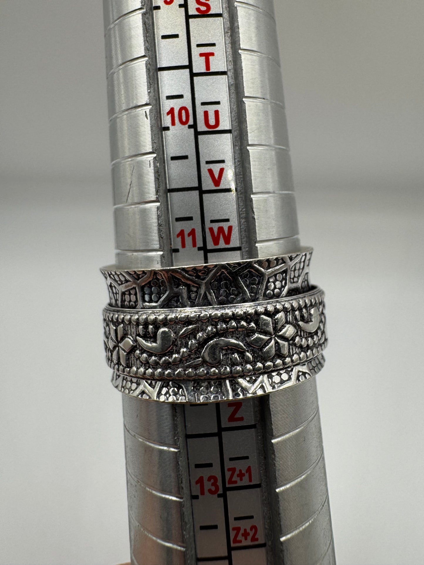 Silver garnet and quartz spinning ring (11.25-W1/2)