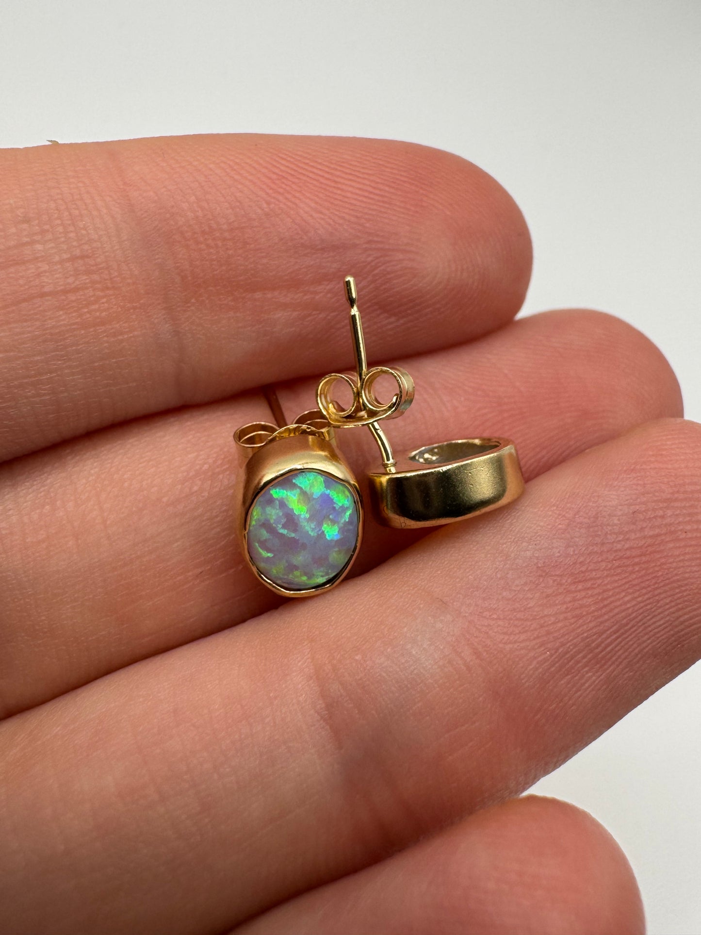 9ct gold simulated opal earrings