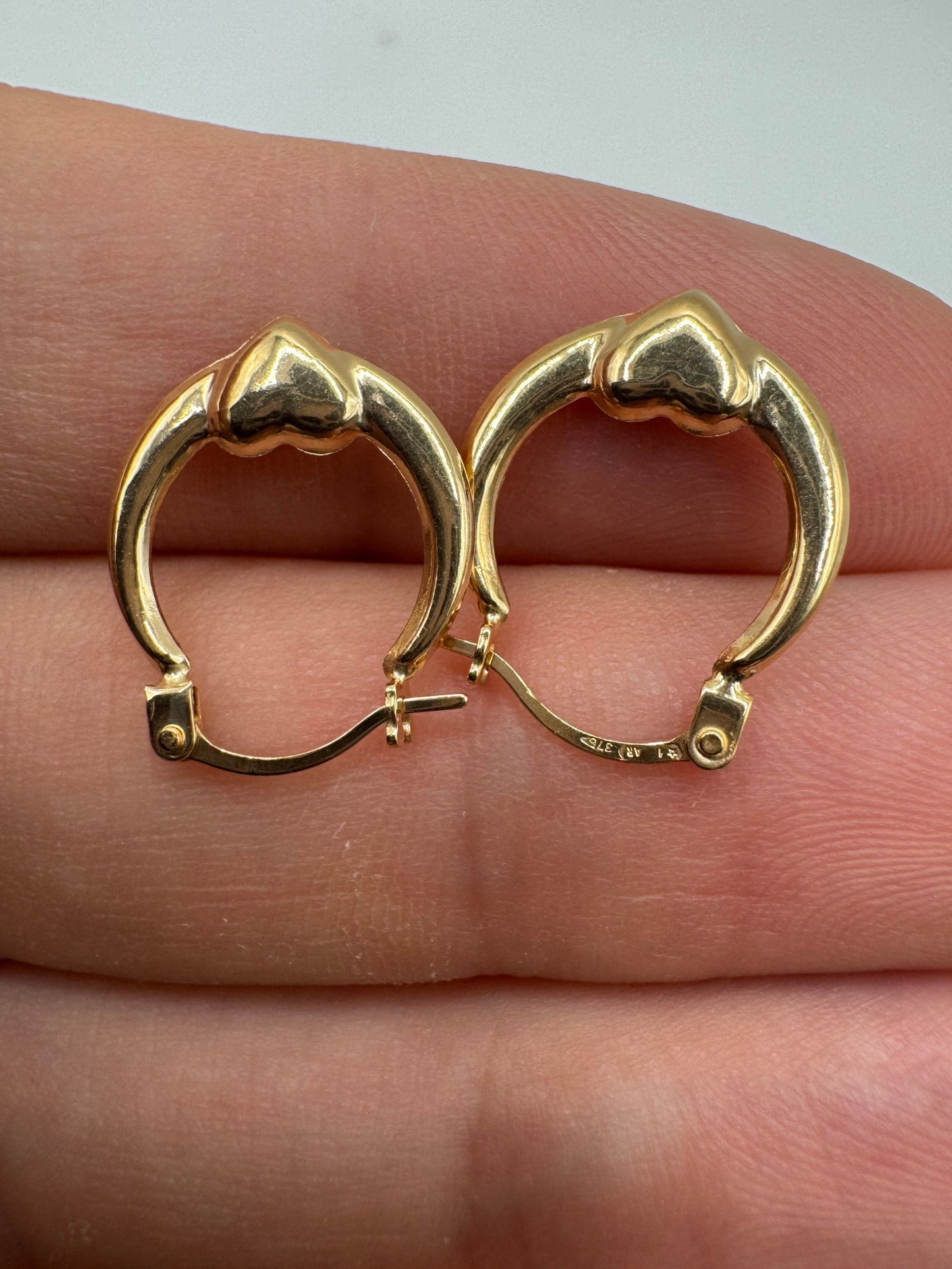 9ct gold heart creole earrings