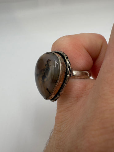 Silver agate ring (5.75-L)