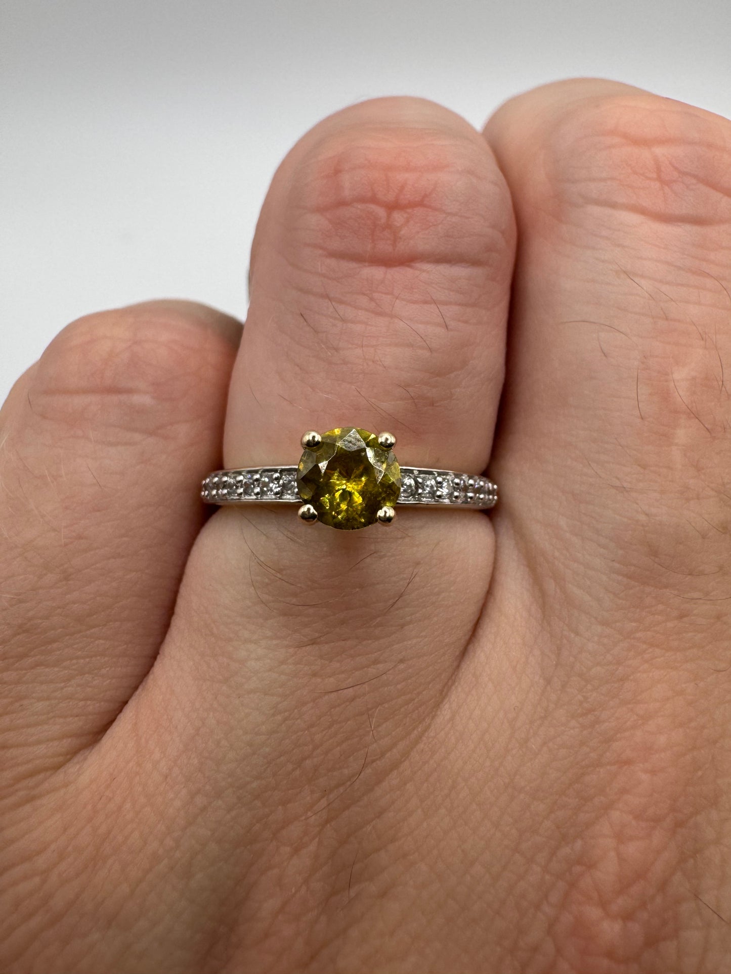 9ct gold sphene and zircon ring
