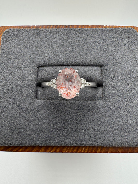 9ct white gold quartz and diamond ring