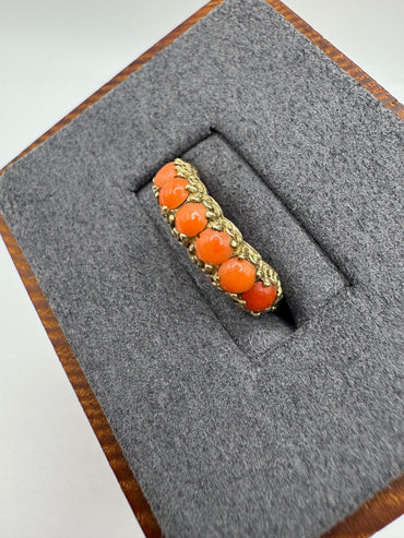9ct gold coral ring