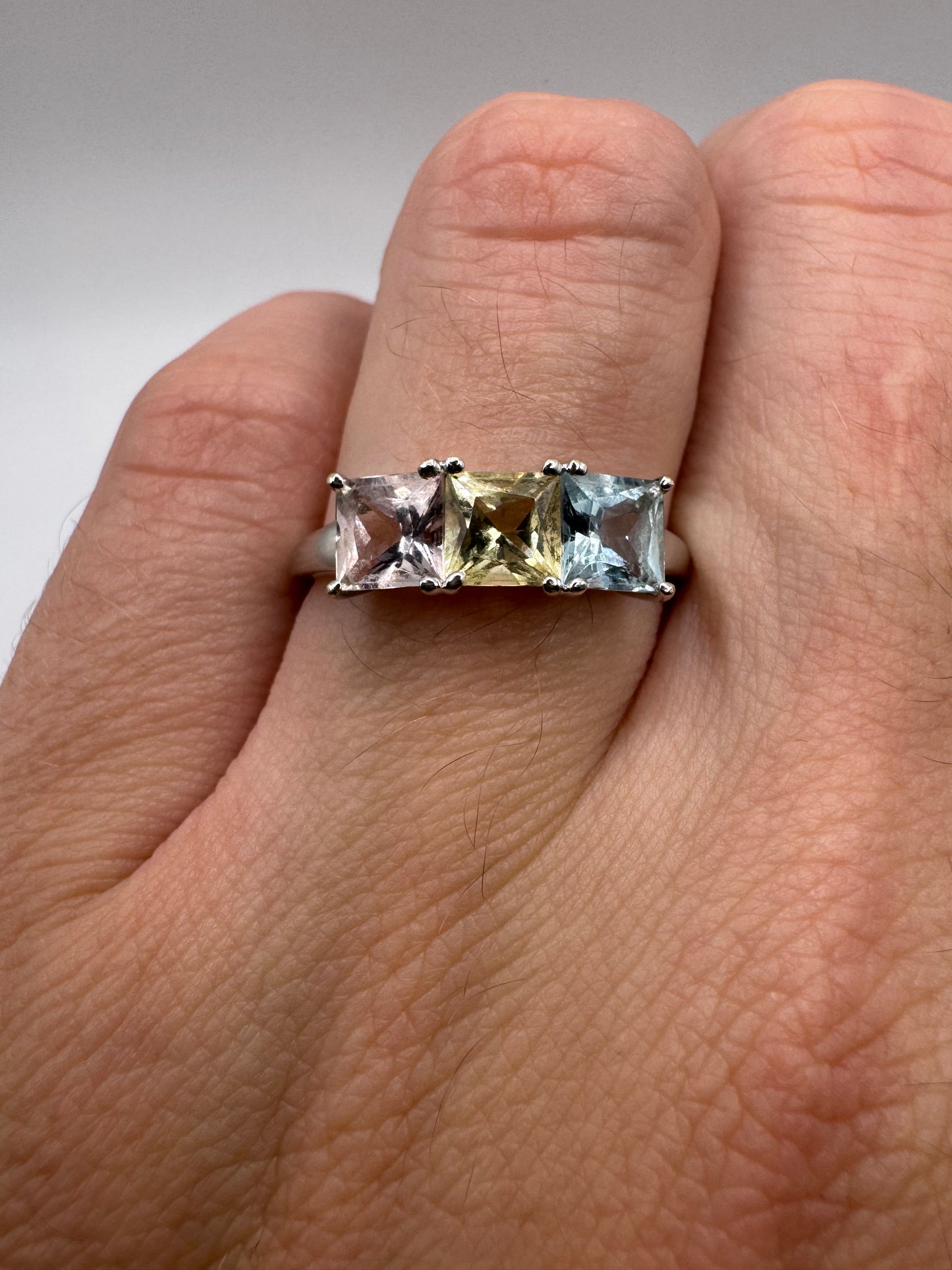 9ct white gold multi-coloured topaz ring