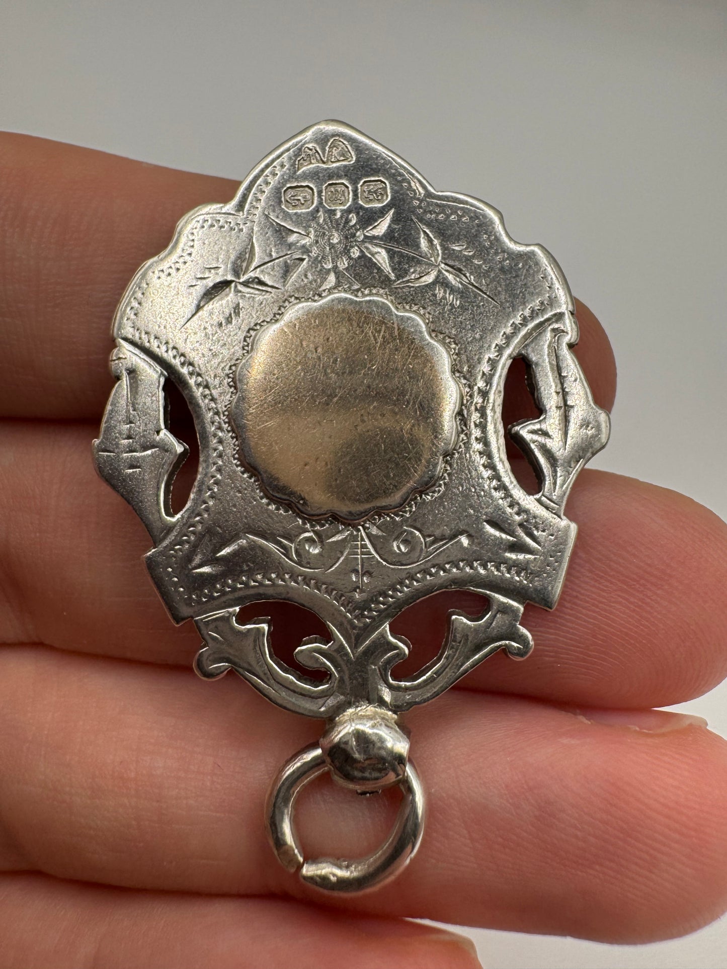 Silver shield fob pendant
