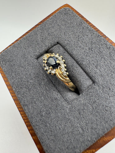 9ct gold sapphire and diamond ring