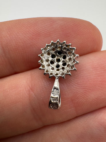 9ct white gold diamond (inc black diamonds) cluster pendant