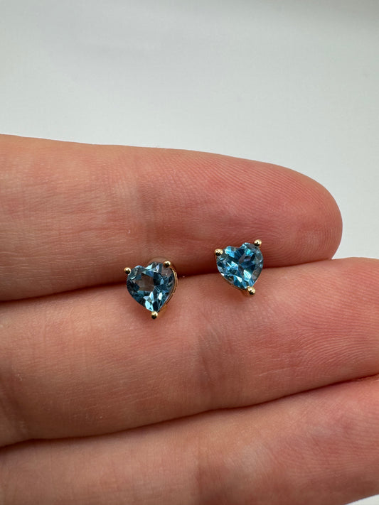 9ct gold topaz heart earrings