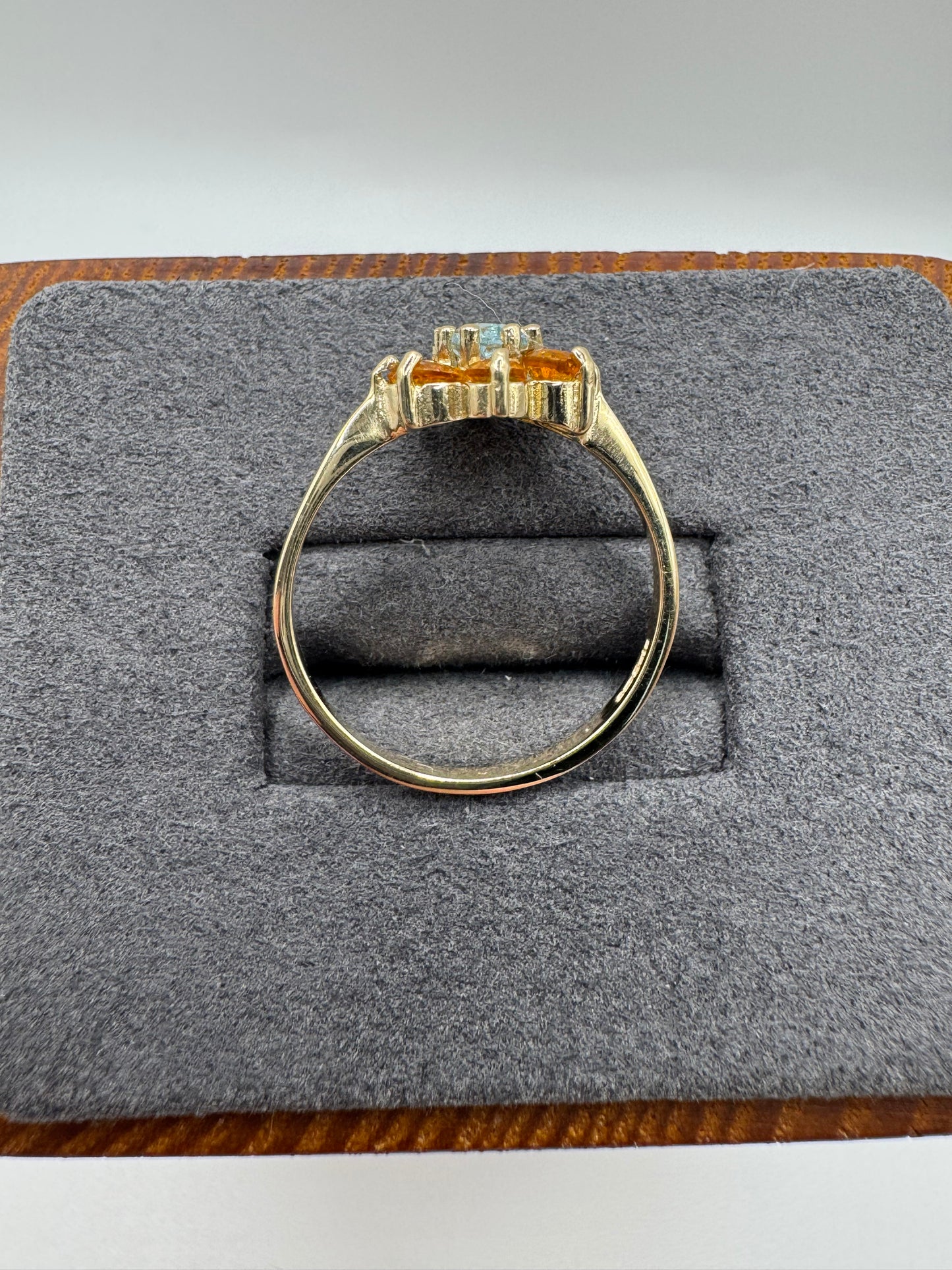 9ct gold topaz and citrine cluster ring