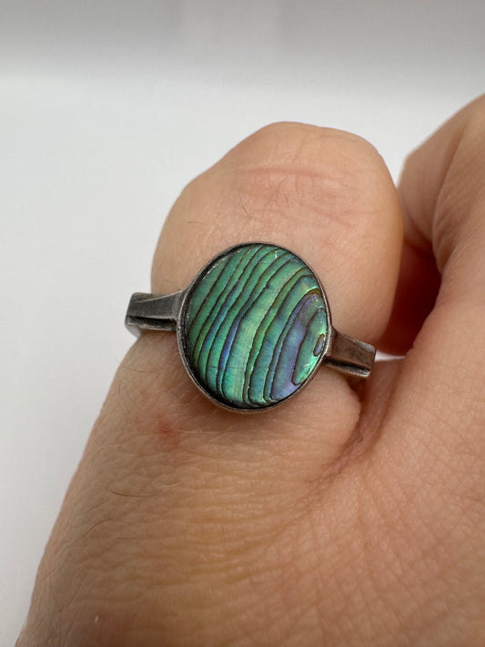 Silver abalone ring