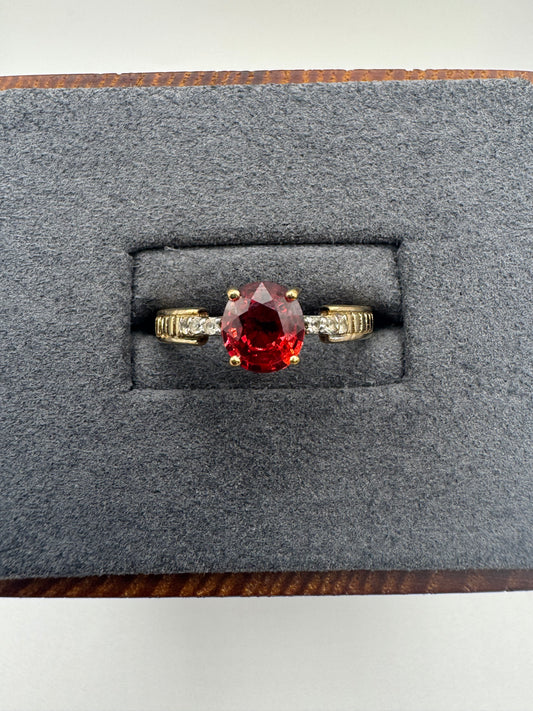 9ct gold spinel and diamond ring