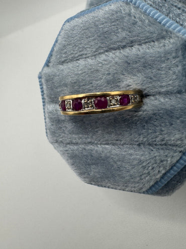 9ct gold ruby and diamond ring