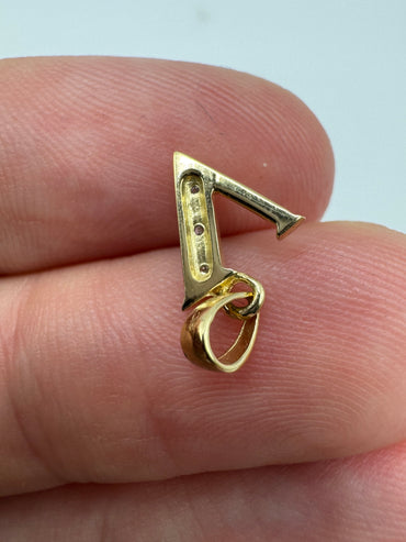 9ct gold diamond initial V pendant