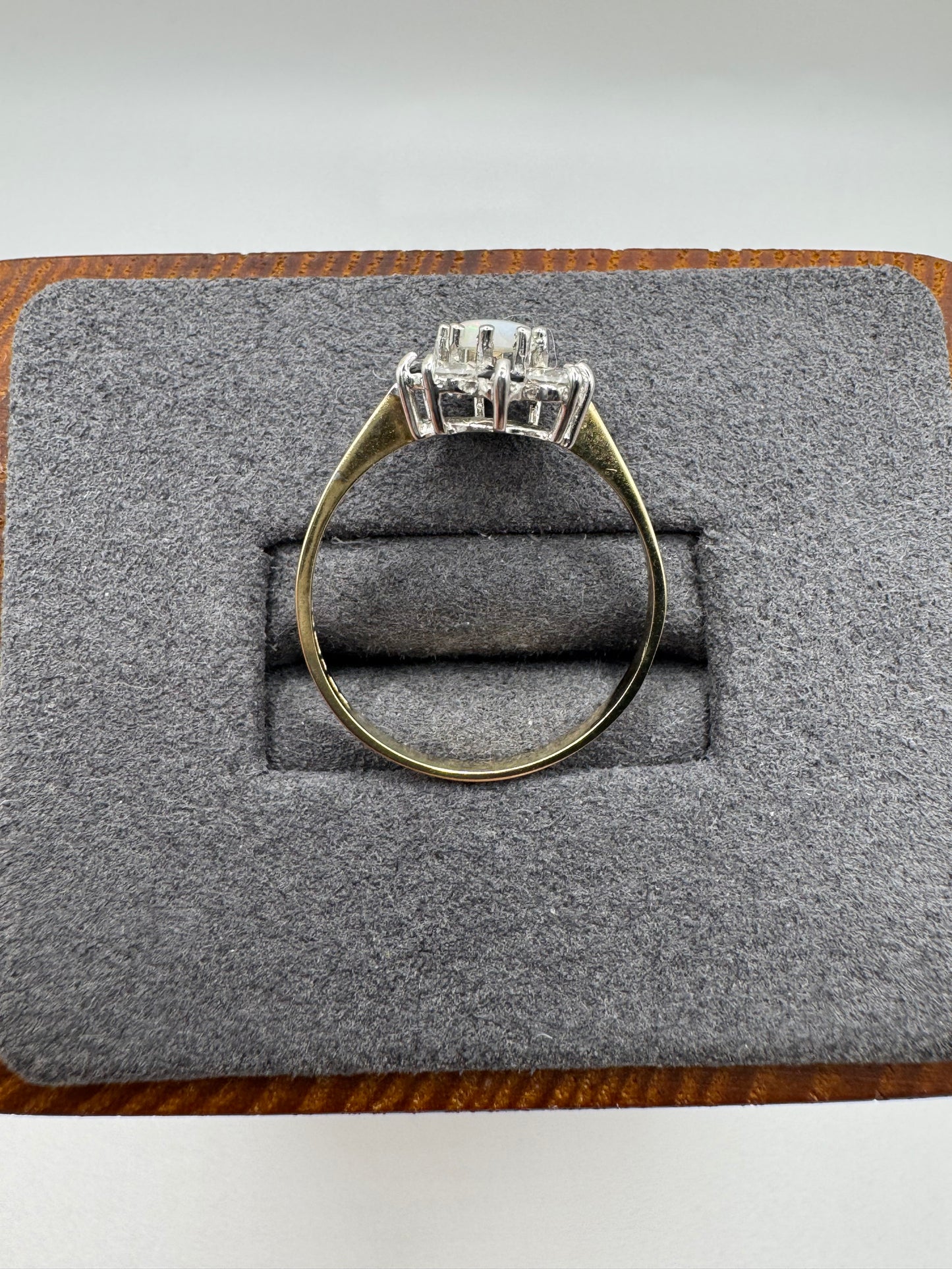 9ct gold opal, sapphire and cz ring
