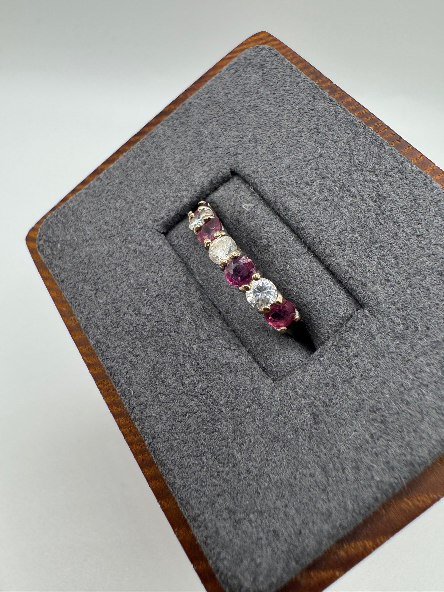 9ct gold ruby and cz ring