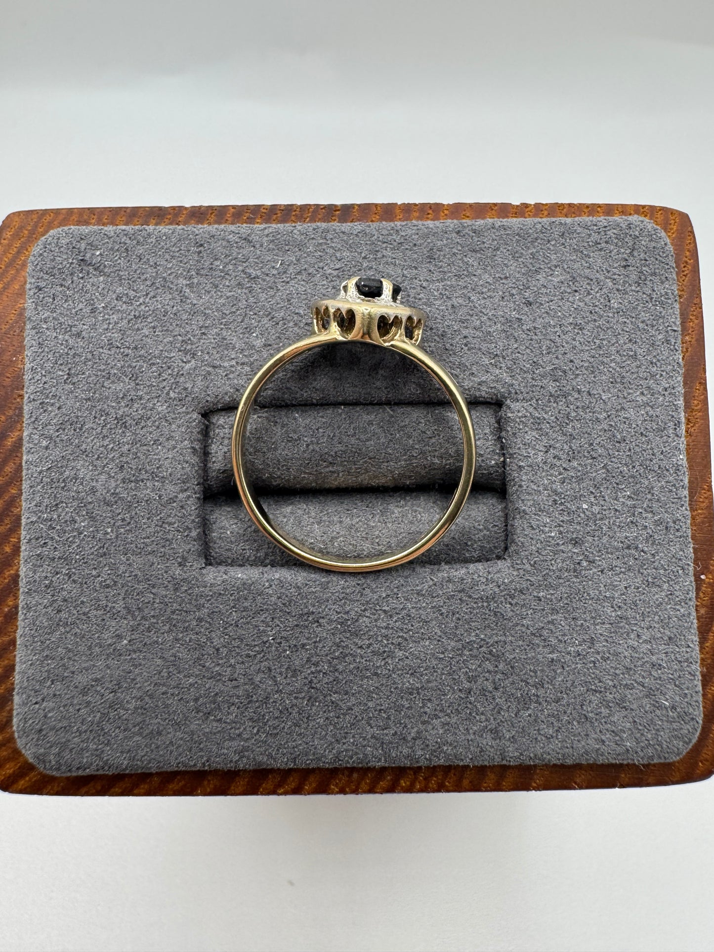 9ct gold sapphire and diamond heart ring