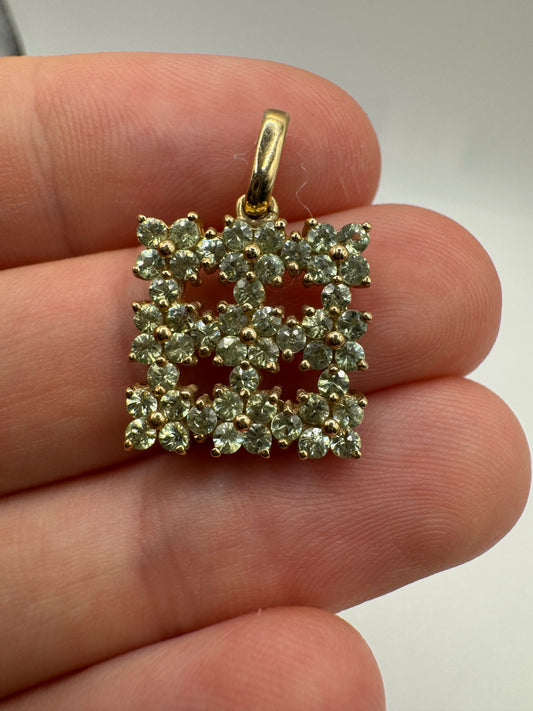 9ct gold demantoid garnet cluster pendant