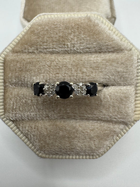 9ct white gold sapphire and diamond ring