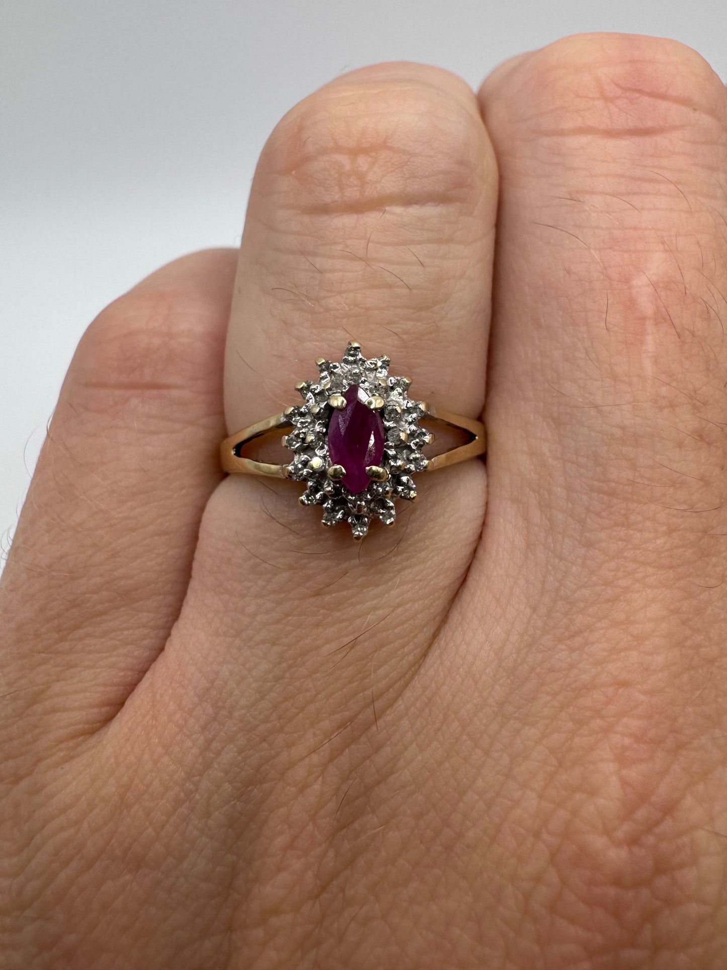 9ct gold ruby and diamond ring